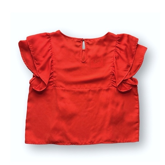 NWT Jack by BB Dakota Fiesta Red Flutter Sleeve Boxy Crop Top Women’s Large - Picture 2 of 4